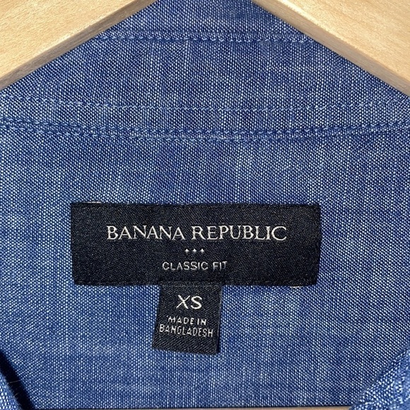 Banana Republic‎ shirt cotton chambray 3/4 sleeve knit detail xs classic preppy - Picture 2 of 3